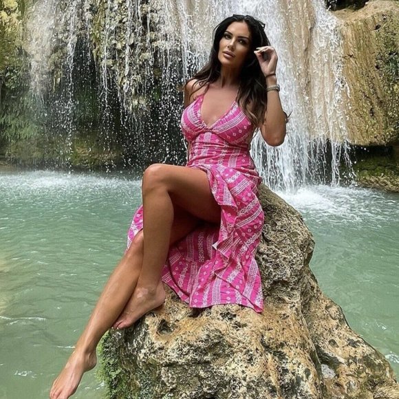 Zara Dresses & Skirts - ZARA OPENWORK EMBROIDERED EYELET MIDI HALTER DRESS PINK XS,S,M,L NWT